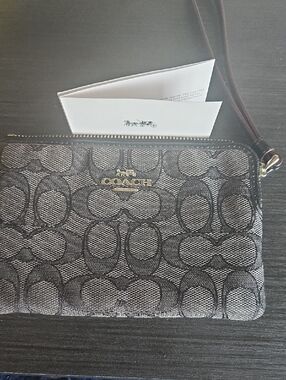 Coach Monogram Signature Wristlet - Black and Gray Perfecf Condtion